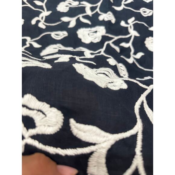 Silvia Tcherassi Lea Blue Embroidered Linen Cotton Midi Dress Twist Neckline S - Picture 15 of 16